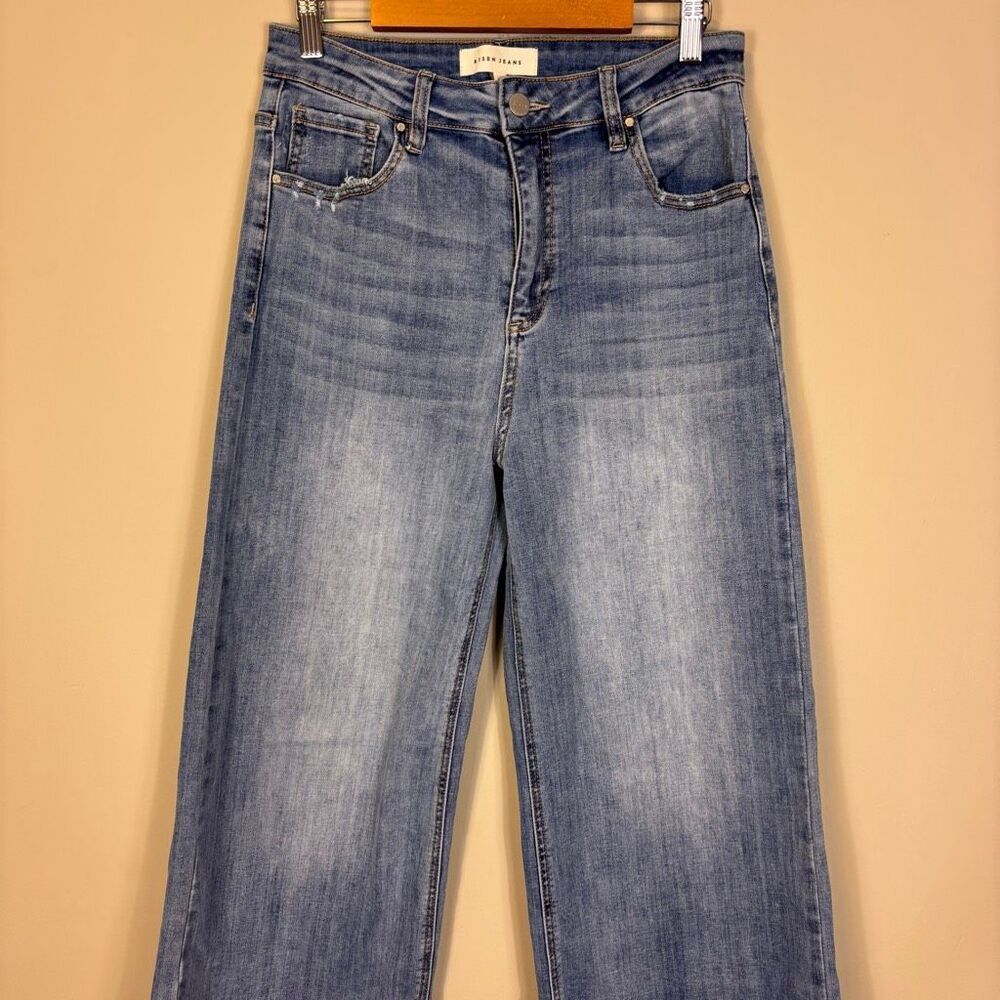 Risen Jeans High Waisted Wide Leg Raw Hem Jeans Size 29 - Picture 3 of 9